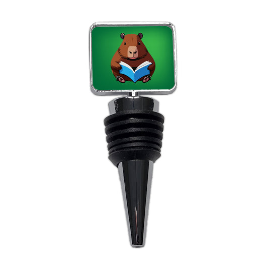 Capybara Reading Book Reader Wine Bottle Stopper