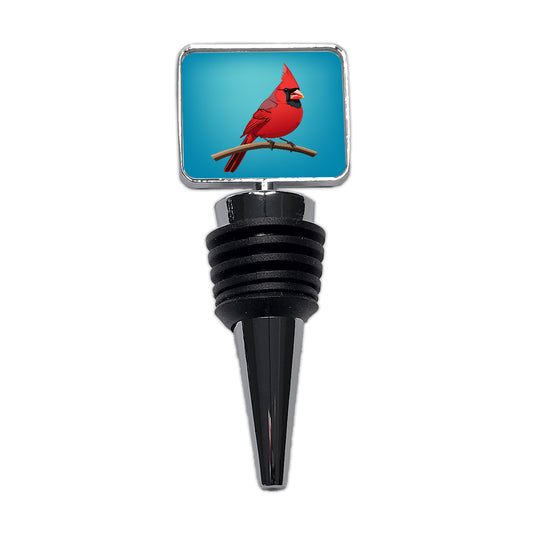 Cardinal Red on Branch Wine Bottle Stopper