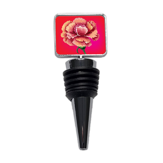 Carnation Flower Watercolor Wine Bottle Stopper