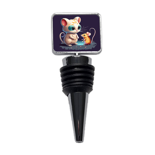 Cat and Mouse Playing Wine Bottle Stopper