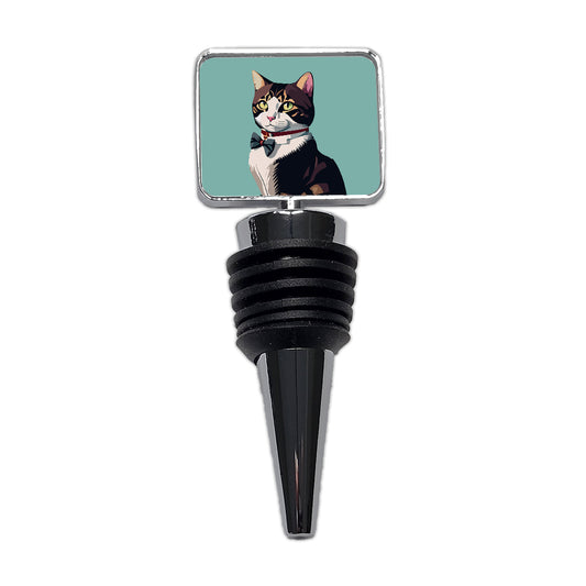 Cat Fancy with Bowtie Wine Bottle Stopper