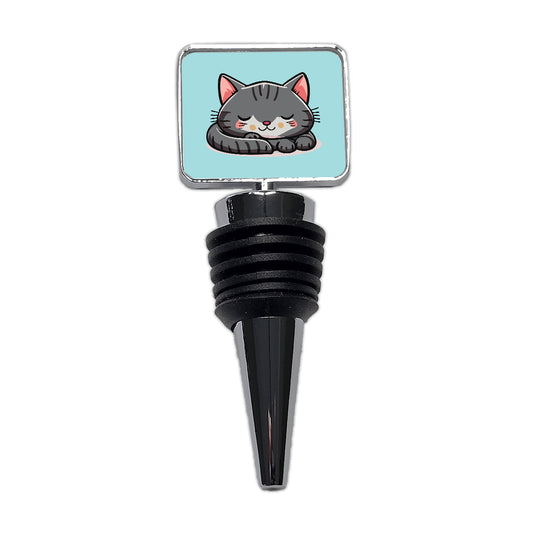 Cat Gray Sleeping Wine Bottle Stopper