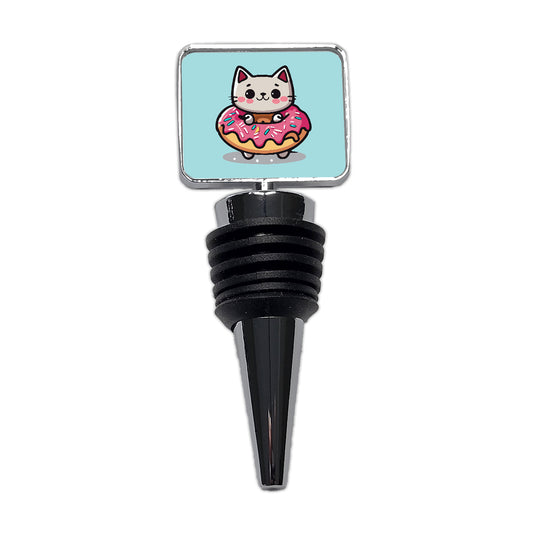 Cat Kawaii Cute in Donut Wine Bottle Stopper