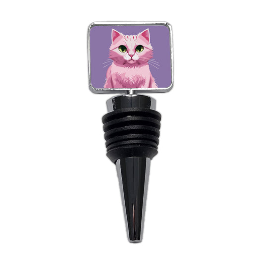 Cat Pink Wine Bottle Stopper