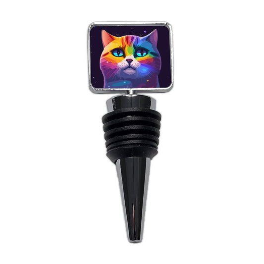 Cat Rainbow in Space Stunning Wine Bottle Stopper