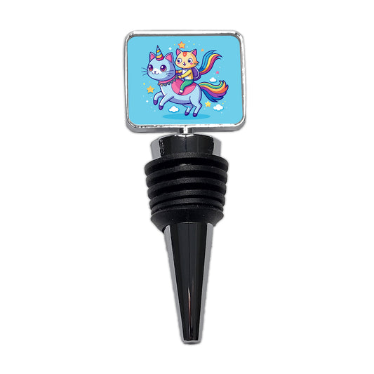 Cat Riding Caticorn Unicorn Funny Wine Bottle Stopper