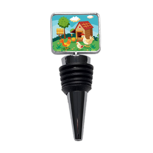 Chickens and Coop Cute Wine Bottle Stopper