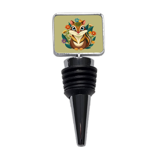 Chipmunk Floral Flowers Wine Bottle Stopper
