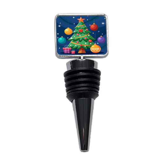 Christmas Tree and Ornaments Modern Wine Bottle Stopper