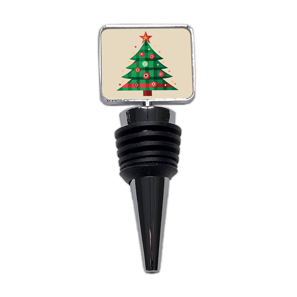 Christmas Tree Plaid Wine Bottle Stopper