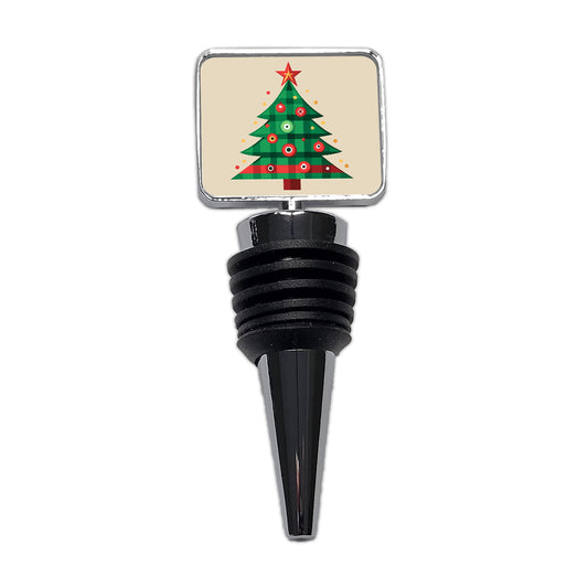 Christmas Tree Plaid Wine Bottle Stopper
