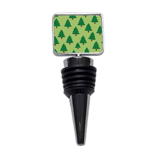 Christmas Trees Green Pattern Wine Bottle Stopper