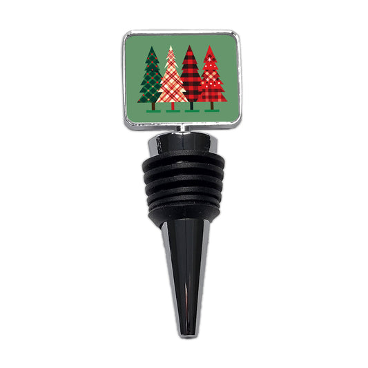 Christmas Trees Plaid Modern Cute Wine Bottle Stopper
