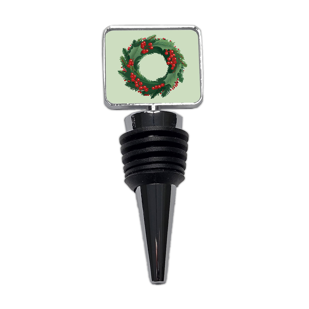 Christmas Wreath Holly Wine Bottle Stopper