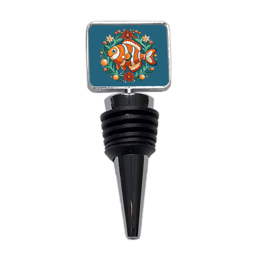 Clownfish Floral Flowers Wine Bottle Stopper
