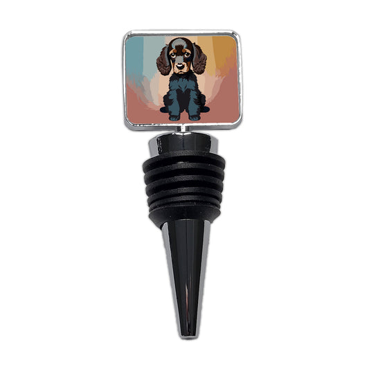 Cocker Spaniel Dark Sitting Wine Bottle Stopper