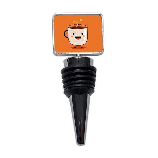 Coffee Mug Cup Smiling Happy Wine Bottle Stopper
