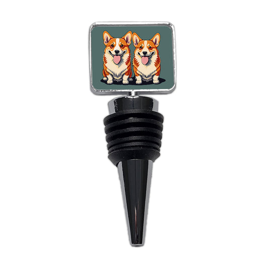 Corgis Dog Friends Brother Sister Two 2 Wine Bottle Stopper