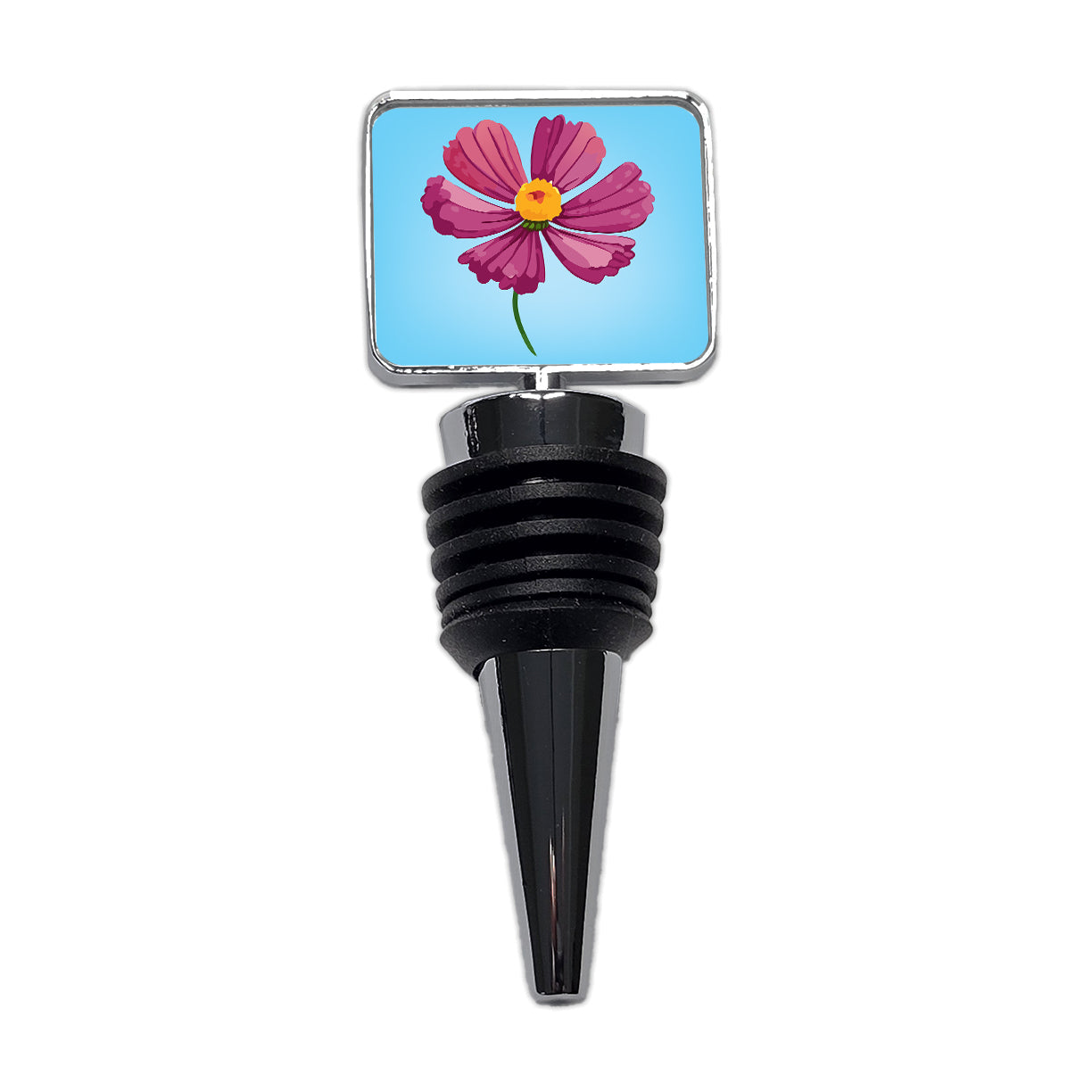 Cosmos Flower Pink Wine Bottle Stopper