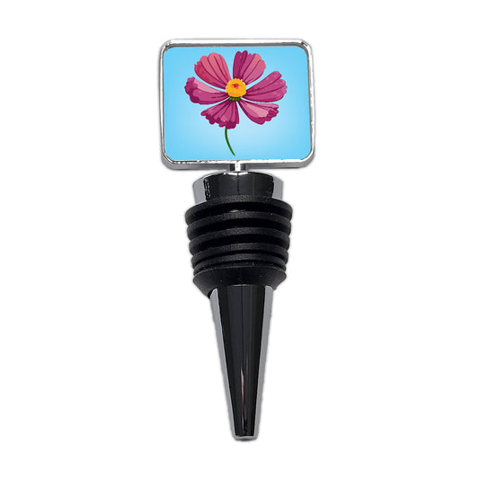 Cosmos Flower Pink Wine Bottle Stopper