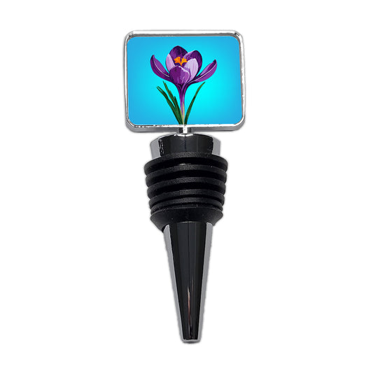 Crocus Flower Purple Watercolor Wine Bottle Stopper