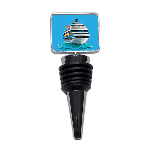 Cruise Ship on Ocean Trip Vacation Bon Voyage Wine Bottle Stopper