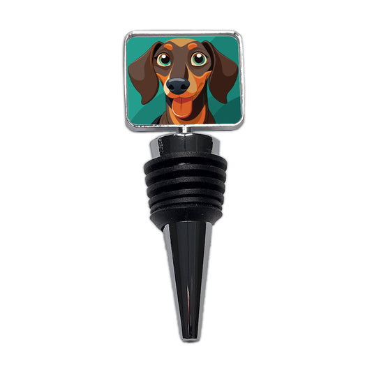 Dachshund Dog Sticking Out Tongue Funny Wine Bottle Stopper