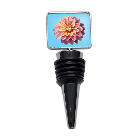 Dahlia Flower Watercolor Wine Bottle Stopper