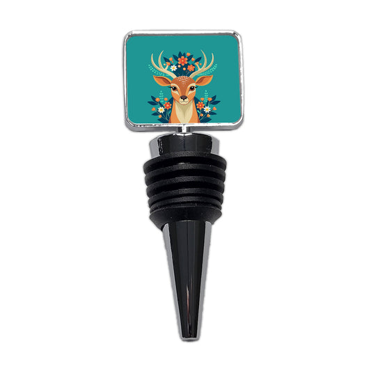 Deer Head Floral Flowers Wine Bottle Stopper