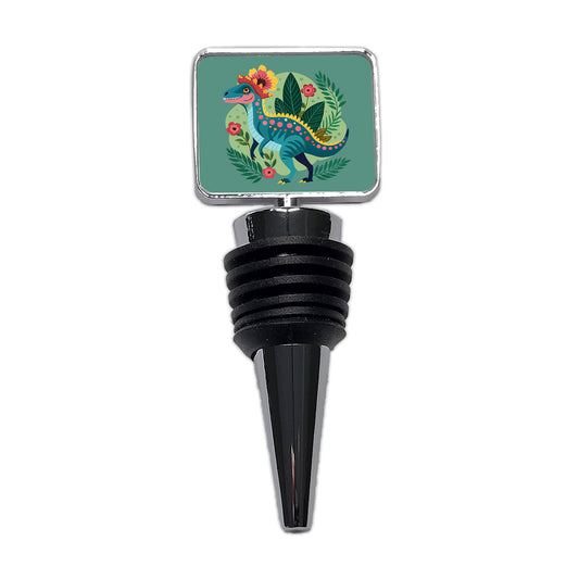 Dinosaur Floral Flowers Funny Wine Bottle Stopper