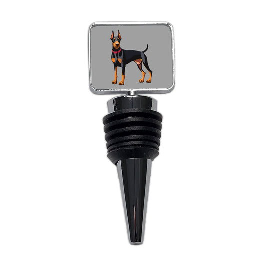 Doberman Dog Standing Wine Bottle Stopper