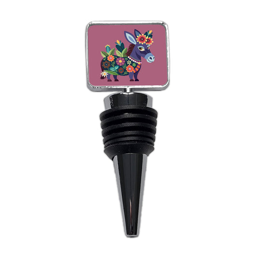 Donkey Floral Flowers Wine Bottle Stopper