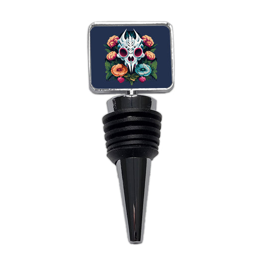 Dragon Skull and Flowers Wine Bottle Stopper