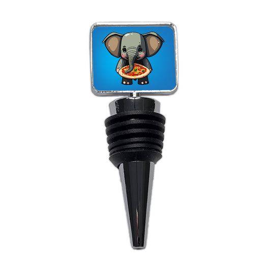 Elephant Eating Pizza Funny Wine Bottle Stopper