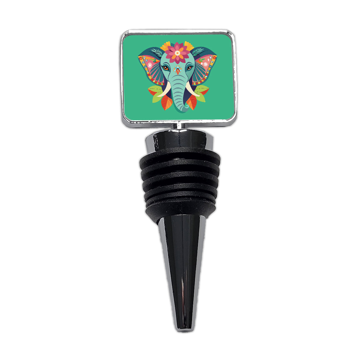 Elephant Head Floral Flowers Wine Bottle Stopper