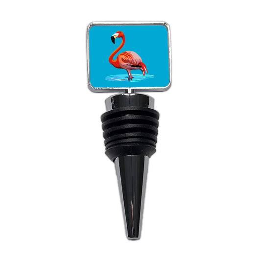 Flamingo Standing in Water Wine Bottle Stopper