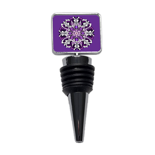 Floral Motif Mandala Purple Beautiful Wine Bottle Stopper