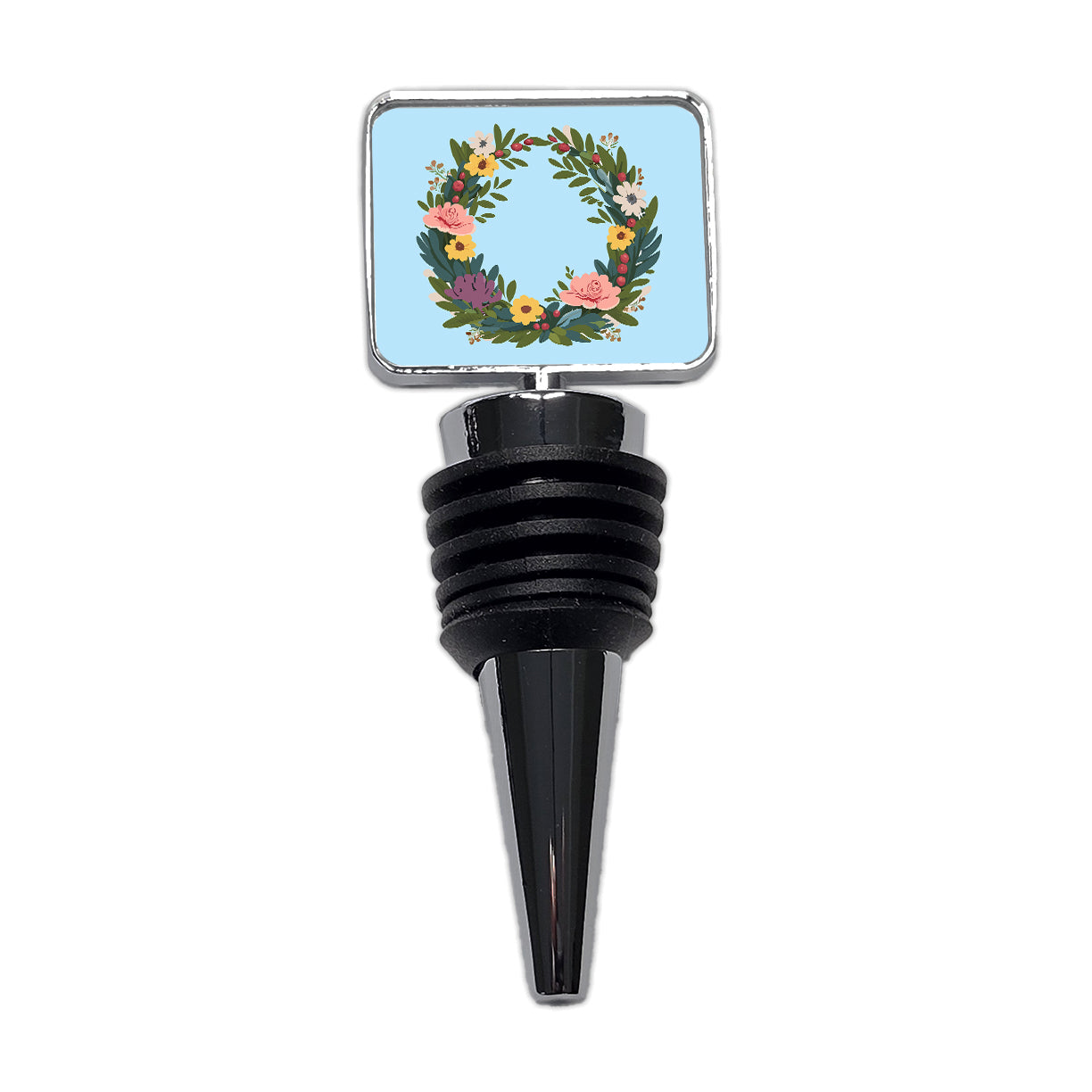 Floral Wreath Flowers Spring Wedding Wine Bottle Stopper