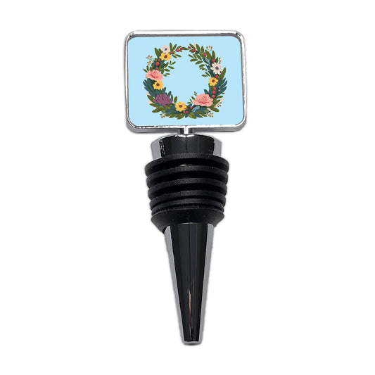 Floral Wreath Flowers Spring Wedding Wine Bottle Stopper