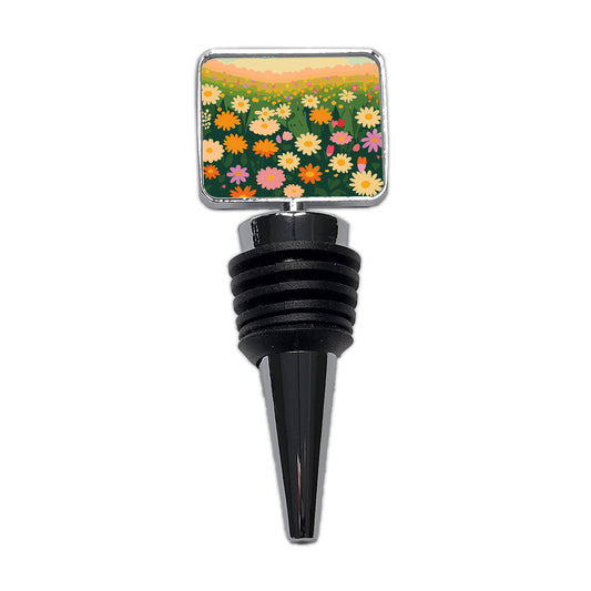 Flowers in Meadow Floral Wine Bottle Stopper