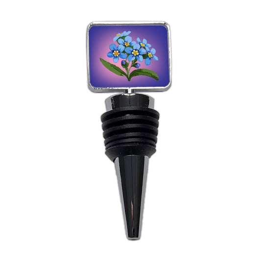 Forget Me Not Flowers Blue Watercolor Wine Bottle Stopper