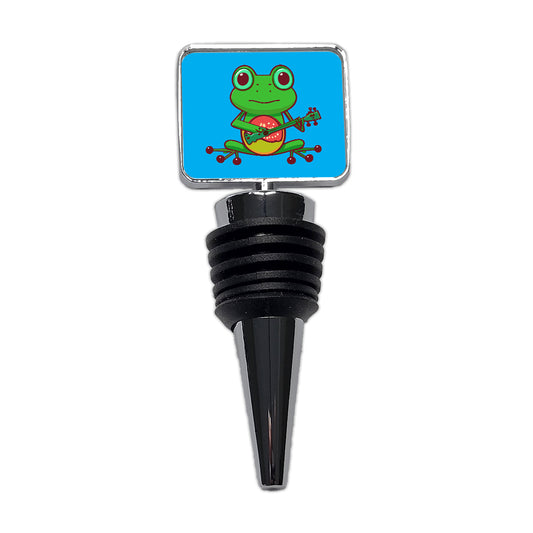 Frog Playing Banjo Guitar Music Funny Wine Bottle Stopper