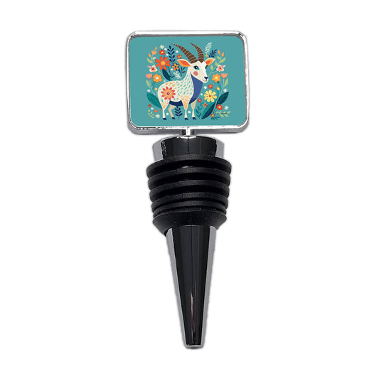 Goat Floral Flowers Wine Bottle Stopper