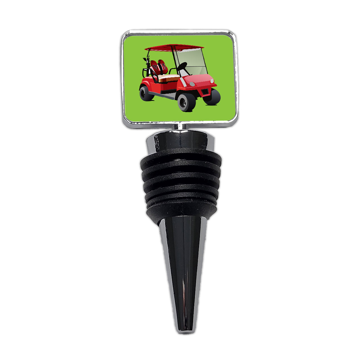 Golf Cart Red Golfing Sport Wine Bottle Stopper