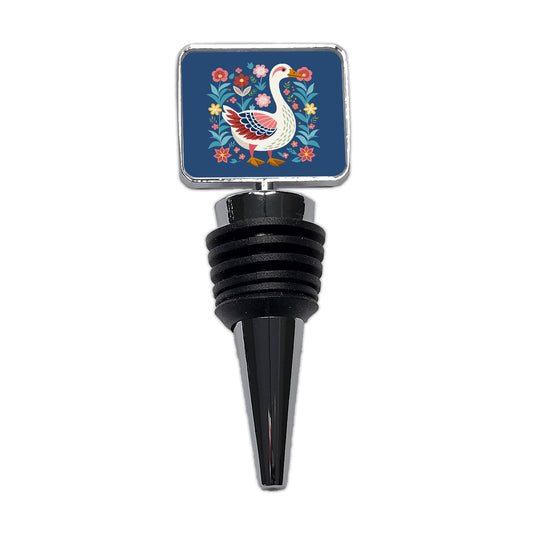 Goose Bird Floral Flowers Wine Bottle Stopper