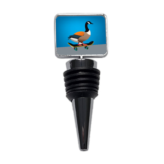 Goose Riding Skateboard Skateboarding Funny Wine Bottle Stopper