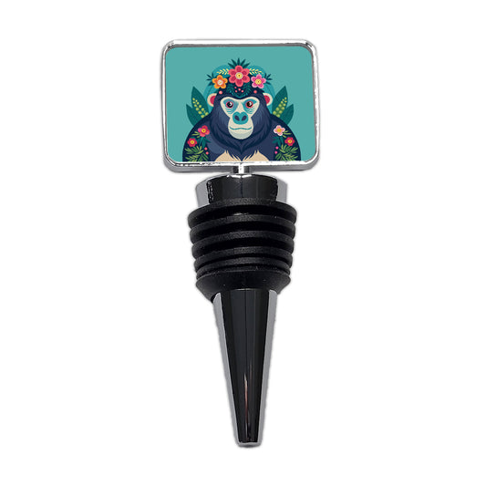 Gorilla Floral Flowers Wine Bottle Stopper