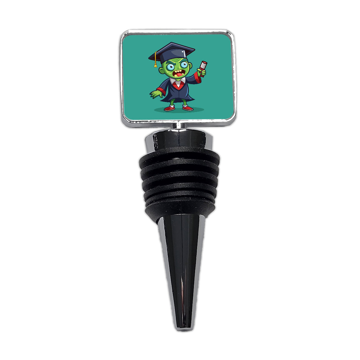 Graduate Zombie Graduation Cartoon Wine Bottle Stopper