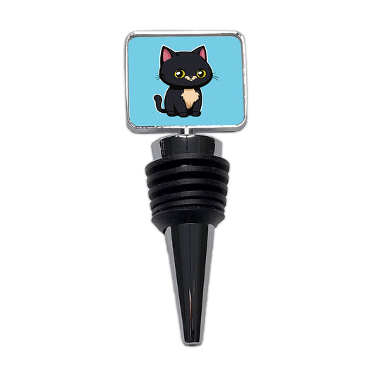 Gray Cat Cute Wine Bottle Stopper
