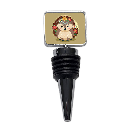 Hedgehog Floral Flowers Wine Bottle Stopper